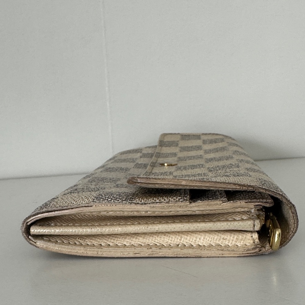 Authentic Louis Vuitton Damier Azur Long Wallet with UNBRANDED Gold PLATED CHAIN - Picture 9 of 11